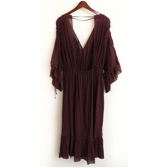 Loup Charmant Purple Flowy Dress Size Small Deep V Front Open Back - Picture 3 of 14